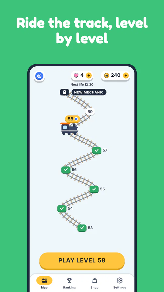 Ride the track, level by level